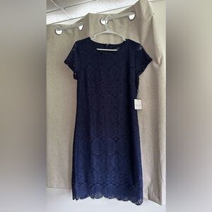 Never worn, navy blue, lace dress